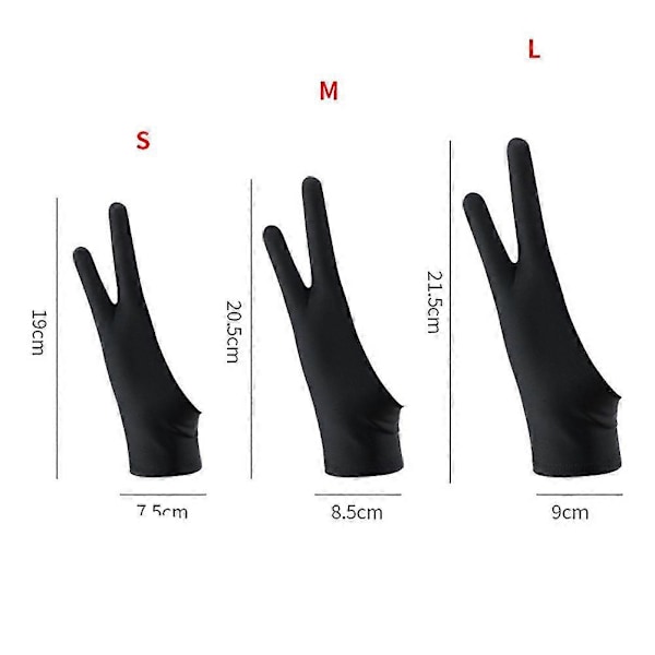 10-pack Konstnärsritningshandskar med 2 Fingrar för Alla Grafiska Tabletter Digital Ritning (s)