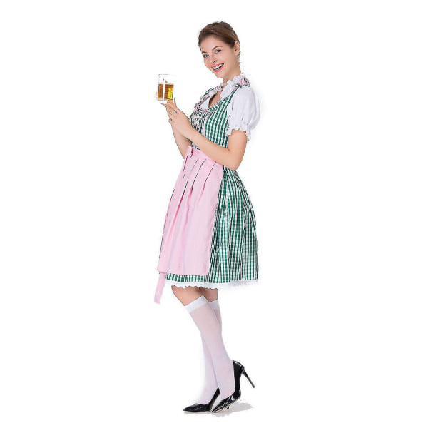 Snabb Leverans Dam Tysk Dirndl Klänning Kostymer För Bayersk Oktoberfest Halloween Karneval Green M
