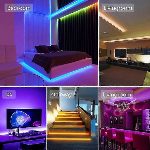 10m Vattentäta LED-slingor med 44-knapps Kontroller Flexibla Färgskiftande RGB-ljusslingor EU