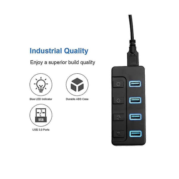 4 Portar Usb3.0 Hub Splitter Dator -gränssnitt Splitter Usb Splitter Usb Expans Charr Wi