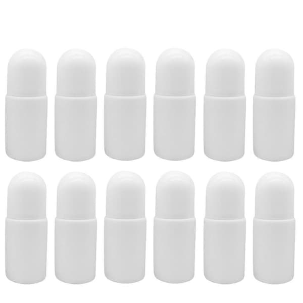 12 st 50 ml Plast Rollerflaskor för Eteriska Oljor Tomma Påfyllningsbara Roll on-flaskor Återanvändbara Läcksäkra DIY Deodorantbehållare med Plastroller