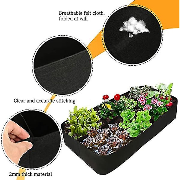 Rektangulär blomkruka för grönsaker, delad blomkruka för plantering i trädgården