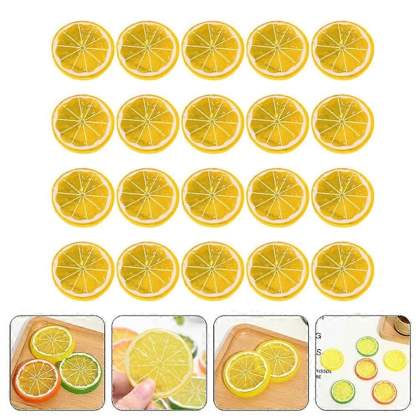 20 st Konstgjorda Citronskivor Falska Citronskivor Plast Fruktskivor Dekorationer