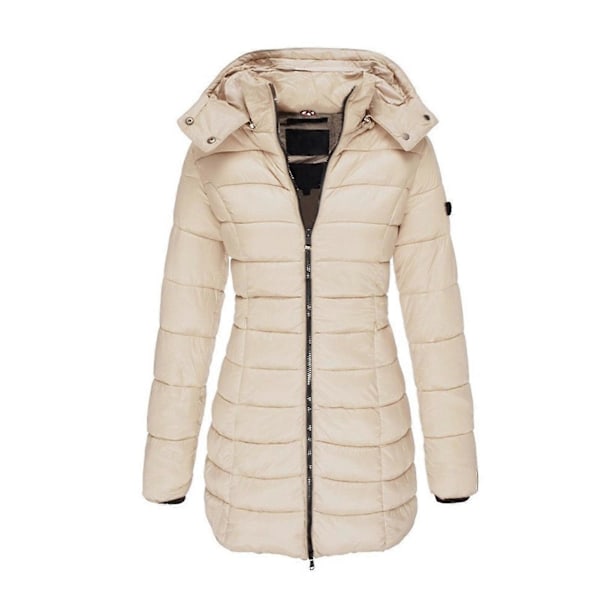 Dame Varm Hætte Dunjakke Casual Slim Frakke Puffer Jakke Dame Quiltet Letvægts Puffer Jakke - khaki Khaki XL