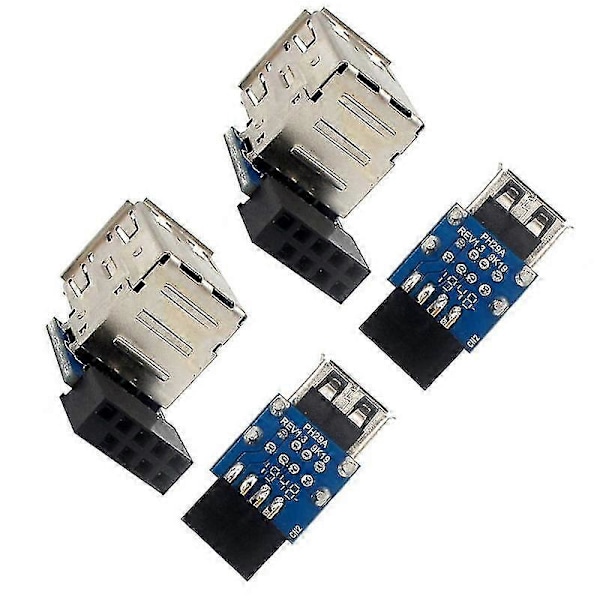 4 stk. 9-pin bundkort til USB 2.0-stik sort bundkort til 2 porte USB 2.0 A hun intern