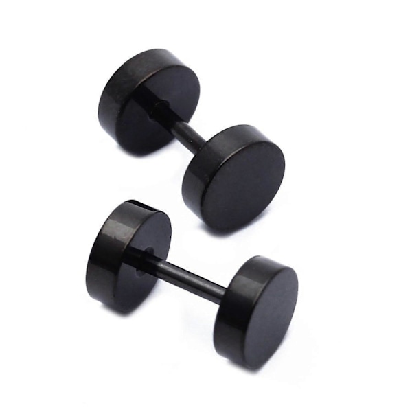 1 par herre barbell rustfrit stål ørestikker øreringe sort 6mm