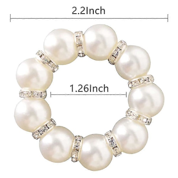 Servietringe Sæt Med 12, Imitation Perle Rhinestone Perlebesatte Servietring Holder Til Spisebord Dekoration