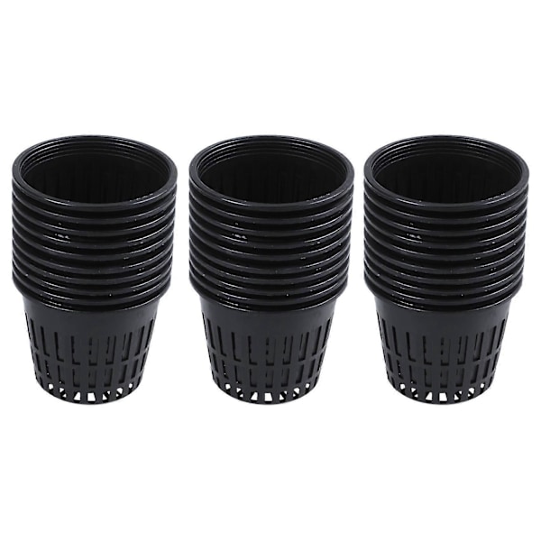 30 stk. 3 tommer Heavy Duty Mesh Pot Net Cup Kurv Hydroponisk Aeroponisk Plantning Vokse Klon Sort