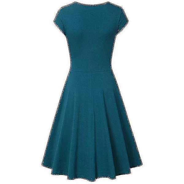 Elegant Damklänning Enfärgad Kortärmad V-ringad Afton Cocktail Bal Sommarklänning Wheat Blue XXL