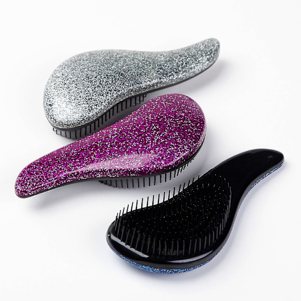1 stk Glitterhåndtak Flokefritt Kam Dusj Hårbørste Flokeløser Salong Stylingverktøy Hårbørste (sølv