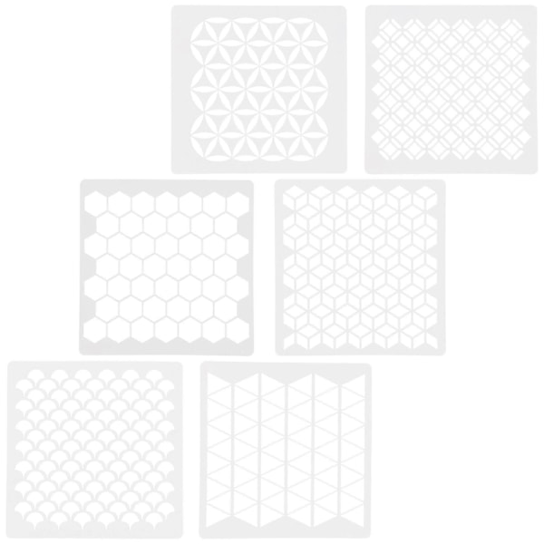 6 kpl seinämaalausmalli seinätaide geometriset mallit maalisumutusmallilevy (valkoinen)