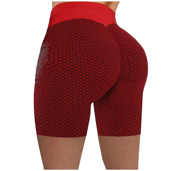 Tflycq Dam Stretch Leggings Fitness Löpgymnastikfickor Aktiva Shorts Yogabyxor Red S