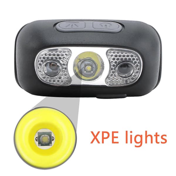 LED Flashlampe USB Oppladbare Hodelykter med Bølgesensor Vanntett IPX5