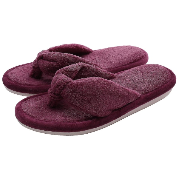 Vinterpälstofflor Fluffiga kvinnors mjuka plyschkläder Tofflor Damer Hemsandaler Inomhus Casual Lyxig Luddiga flipflops A-vinröd 40-41 9.6-9.8 inch