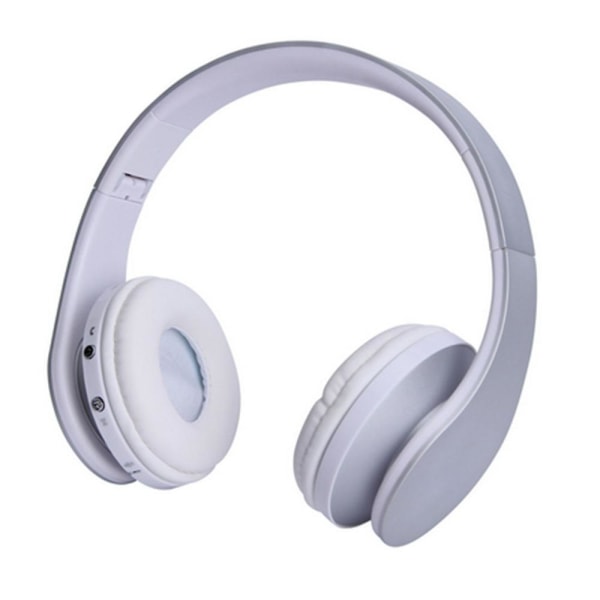 Trådlösa Bluetooth-hörlurar, Over Ear-headset med mikrofon, hopfällbara och lätta, MP3-läge och FM-radio för mobiltelefoner, bärbara datorer och TV Silver