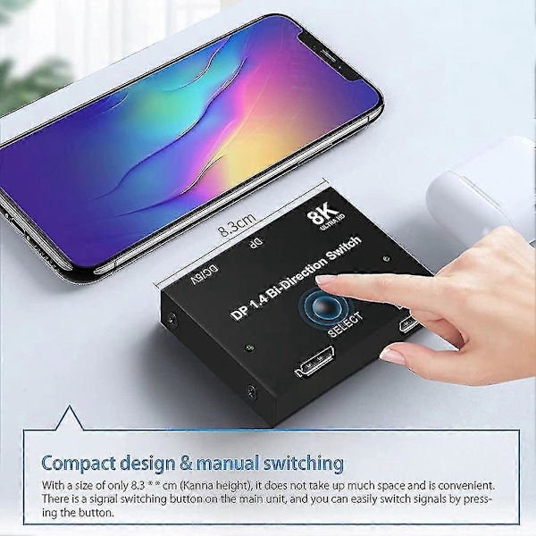 Displayport Switch 8k, Toveis Dp 1.4 Switch 8k @ 60hz, 4k @ 120hz, Displayport Switcher 1 Til