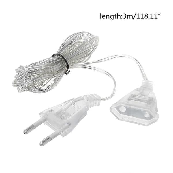 3m Strømforlengelseskabel Plug Extender Ledning For LED Lyslenke Julelys EU