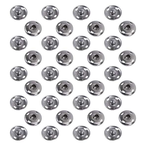 50 Sett Sy På Trykknapper Metall Trykknapper Fester Trykknapper 2 Deler Messing Trykknapper Rundt DIY Håndverkstilbehør (17mm-Svart)