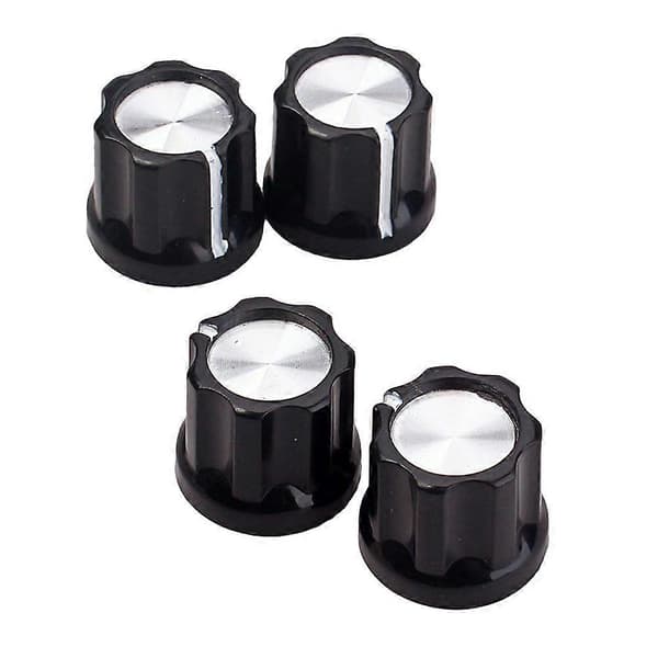 4 st Svarta Silver Gitarr Basförstärkare Rattar D-typ Axel Potentiometer Ratta (Svart)