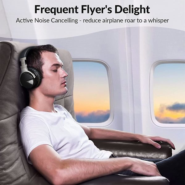 Active Noise Cancelling Hovedtelefoner Bluetooth Hovedtelefoner Black