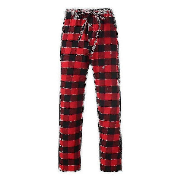 Herre Pyjamasbukser med Lommer, Herre Bløde Flanel Pyjamas Natbukser white L