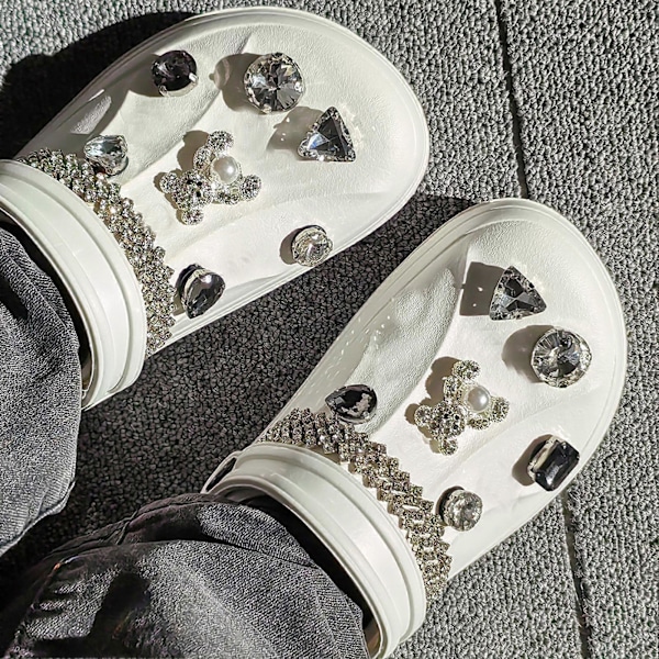 15 st Bling Skotillbehör Plastlegering Glittrande Lätt att Installera Hållbara Hål Skodekorationer för DIY Ersättning