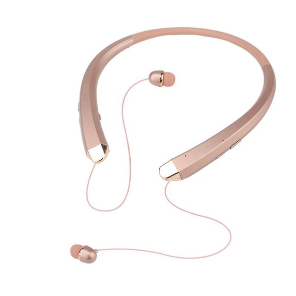 Uppgraderat Trådlöst Nackbandsheadset med Infällbara Hörlurar, Brusreducerande Stereo Hörlurar med Mikrofon för Träning, Löpning, Bilkörning gold