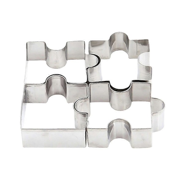 4 stk./sæt Puzzle Form Rustfrit Stål Kiksform Cookie Kage DIY Form Skærer