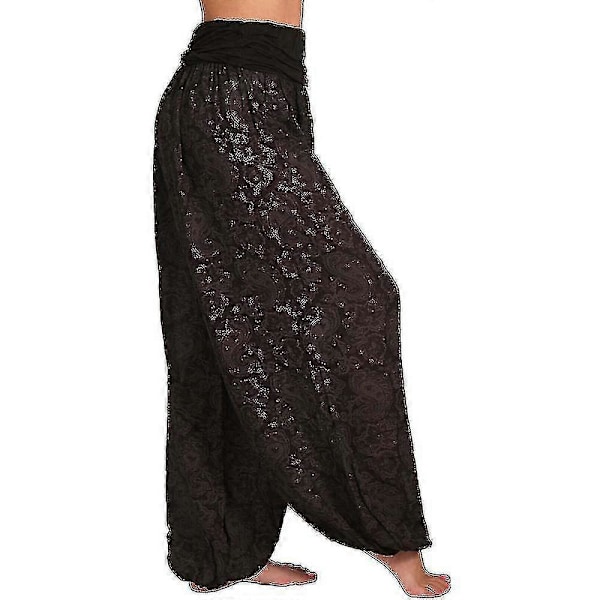 Naisten Boho Paiey Gypsy Harem Housut Ali Baba Jooga Palazzo Löysät Hippihousut Bloomersit Smokkivyötäröllä Coffee 4XL