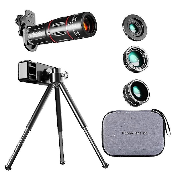28x HD Mobiltelefon Kamera Linse Teleskop Zoom Makro Linse Til Smartphone Fiskeøje Lente Para Celula