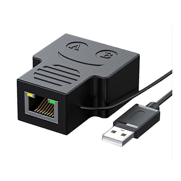 Etet Splitter 1 Til 2 Rj45 Adapter Internett Samtidig, USB Til Dobbel-Fe Rj45 Po