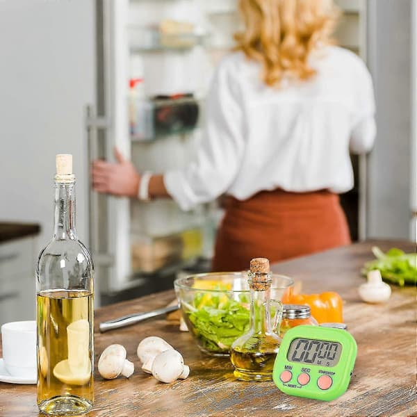 Yaju Kökstimer Digital Matlagningstimer Magnetisk Timer För Matlagning Stor LCD-Skärm Högt Alarm Infällbart Ställ Och Krok Och Magnetisk Baksida (gre