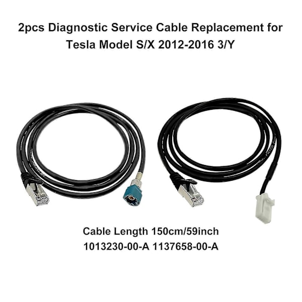 2 stk. Diagnostisk servicekabel Diagnostisk servicesystem Diagnostisk værktøj Udskiftning til Tesla Model S/x 2012-2016 3/y Metal Samlingskabel Længde 150cm/5