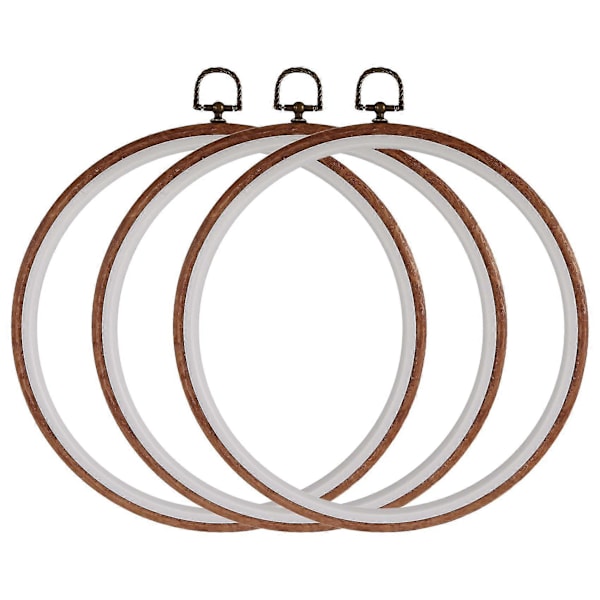 3 Stycken 26 cm Broderiram Korsningsringar Halkfria Bågar Set Imitation Trä Display Ram Cirkel Em