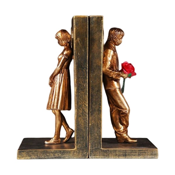 2 stk. Ornament 3D Effekt Dekorativ Lett Samleobjekt Figur Skulptur Dekorative Bokstøtter for Bibliotek