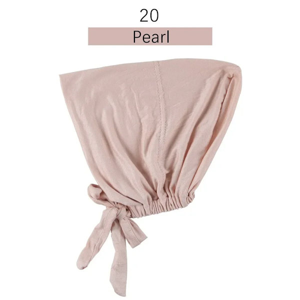 Jersey Mjuk Modal Muslimsk Turban Hatt Inre Hijab Mössor Islamisk Undersjal Bonnet Indien Hatt Kvinnlig Huvudbonad Turbante Mujer Pearl