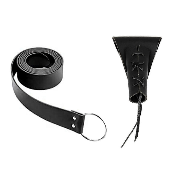Medeltida Svärdhölster i Läder Bälte Pirathölster Bälte För Cosplay, svart