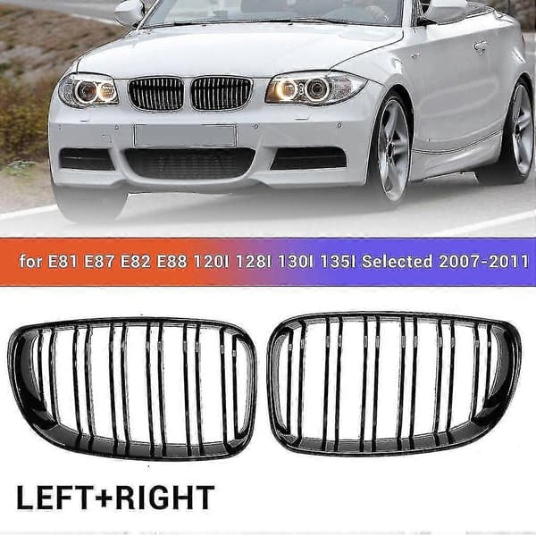 Blank Sort Dobbelt Lamel Front Nyre Grill Udskiftning Til E81 E87 E82 E88 120i 128i 130i 13