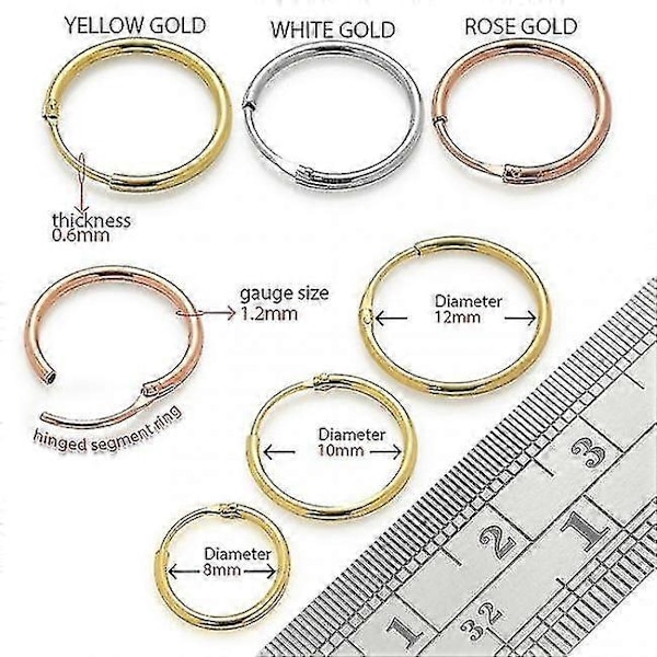 9k Gull 6mm Segment Hoop Nesering ROSE GOLD 10mm