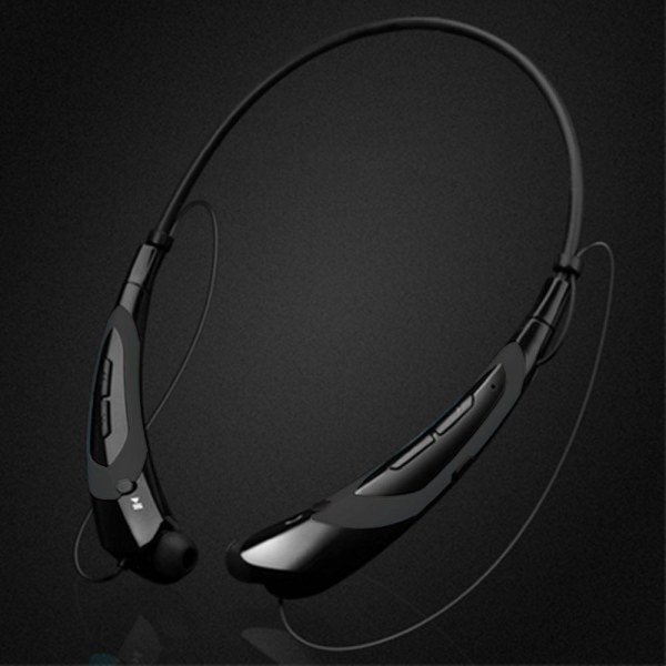 Bluetooth 4.0 Trådlösa Hörlurar med Nackband och Infällbara Öronproppar black