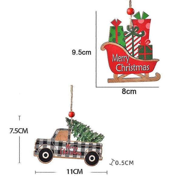 Julgransprydnader i trä, tecknad lastbil bilformade hängen style 2