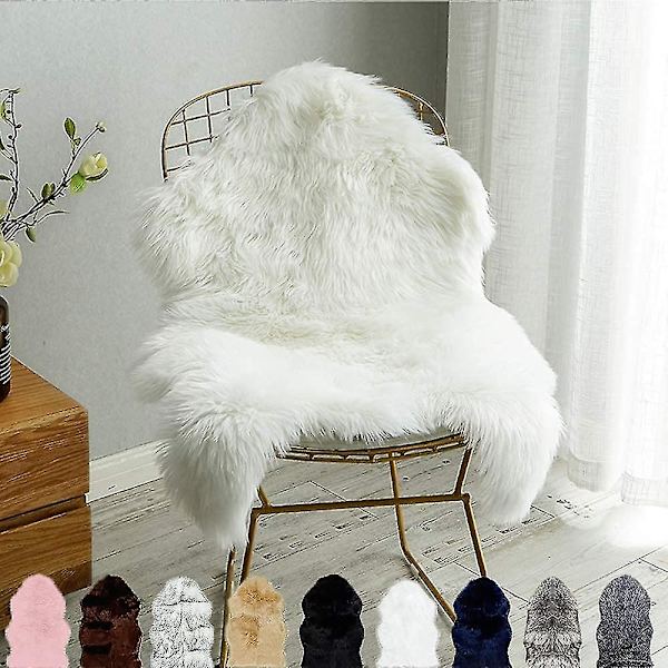 Tflycqluxury Mjukt Fuskfårskinnsöverdrag för Stol Sittdyna Plysch Pälsområdesmattor För Sovrum, 2ft X 3ft, Vit