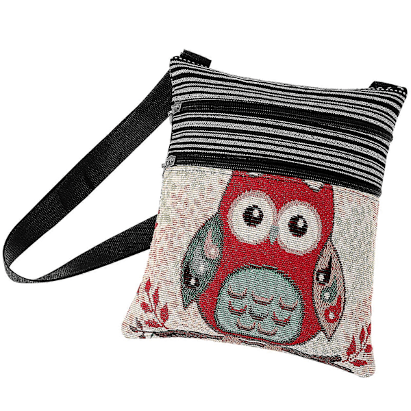 Tinksky Canvas Väska med Dragkedja Uggla Tryckt Bohemisk Crossbody Väska Satchel Dam Shoppingpåse