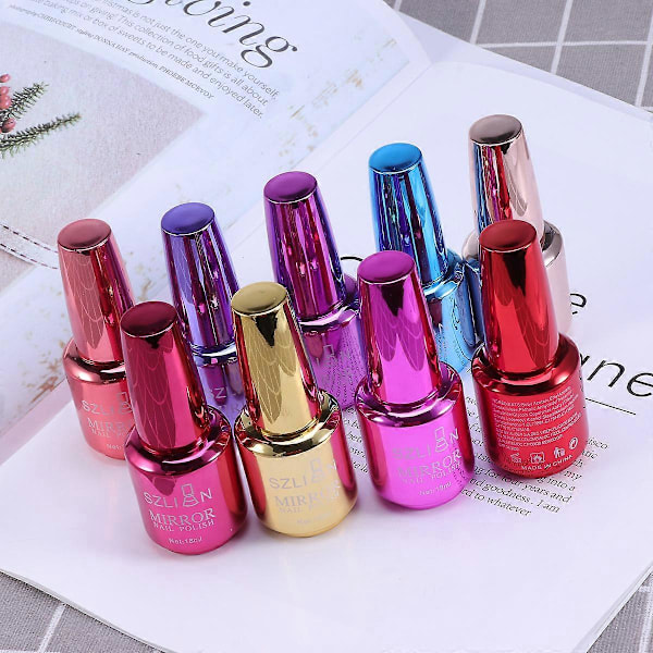 Spegel Nagellack Metallisk Färg Nagellack Nagelkonst Gel Tillbehör (9# Lila Blå)