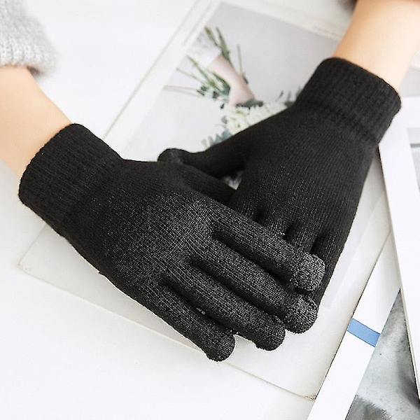 Cashmere strikkede vinterhansker for kvinner Cashmere strikkede varme tykke hansker for kvinner høst og vinter med berøringsskjerm for ski Black