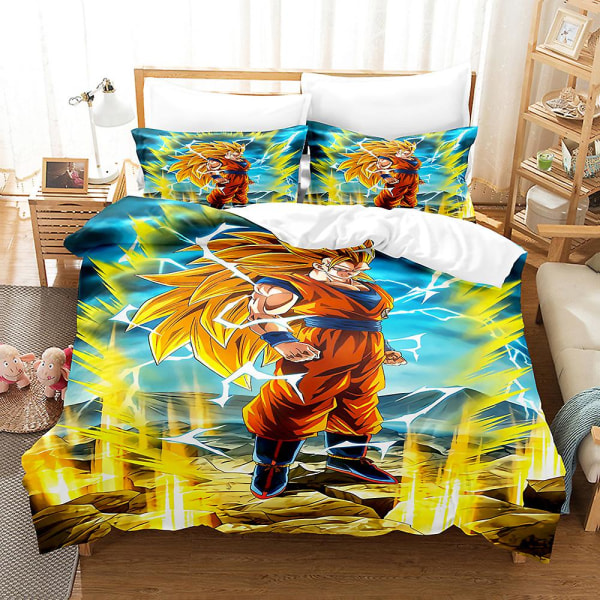 Dragon Ball 3d- printed 2/3 st Sängkläder Set Cover Cover Örngott Barn Present Färg 10 200x200cm