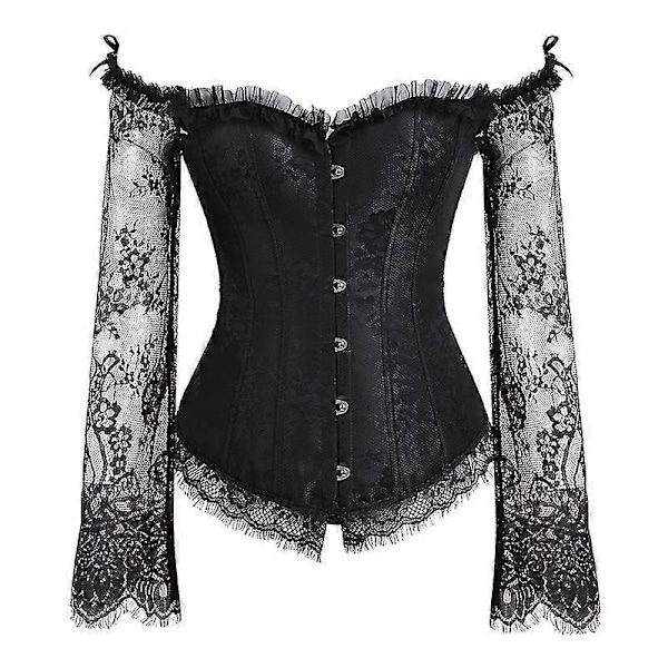 Pitsinen seksikäs korsetti vintage-tyylinen bustier-toppi naisille muotoileva S-6xl Black 2XL