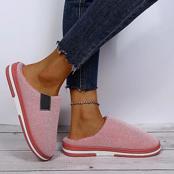 Vinter Plyschtofflor Fleecefodrade Slip-On Hustomtar Mjuka Halkfria Unisex Fötter för Inomhusbruk Pink 40 41