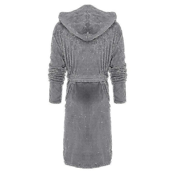 Miesten kylpytakit, hotellin, kodin ja kylpylän froteekylpytakki, fleecekylpytakki, pehmeä pitkä hupullinen kylpytakki grey 4XL