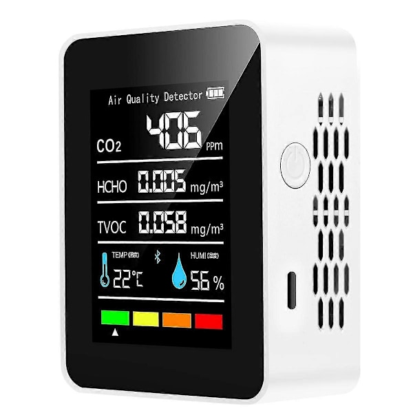5-i-1 CO2-måler Digital Temperatur Fugtighedstester Kuldioxid Detektor Luftkvalitetsmonitor TVOC HCHO Analysator-b